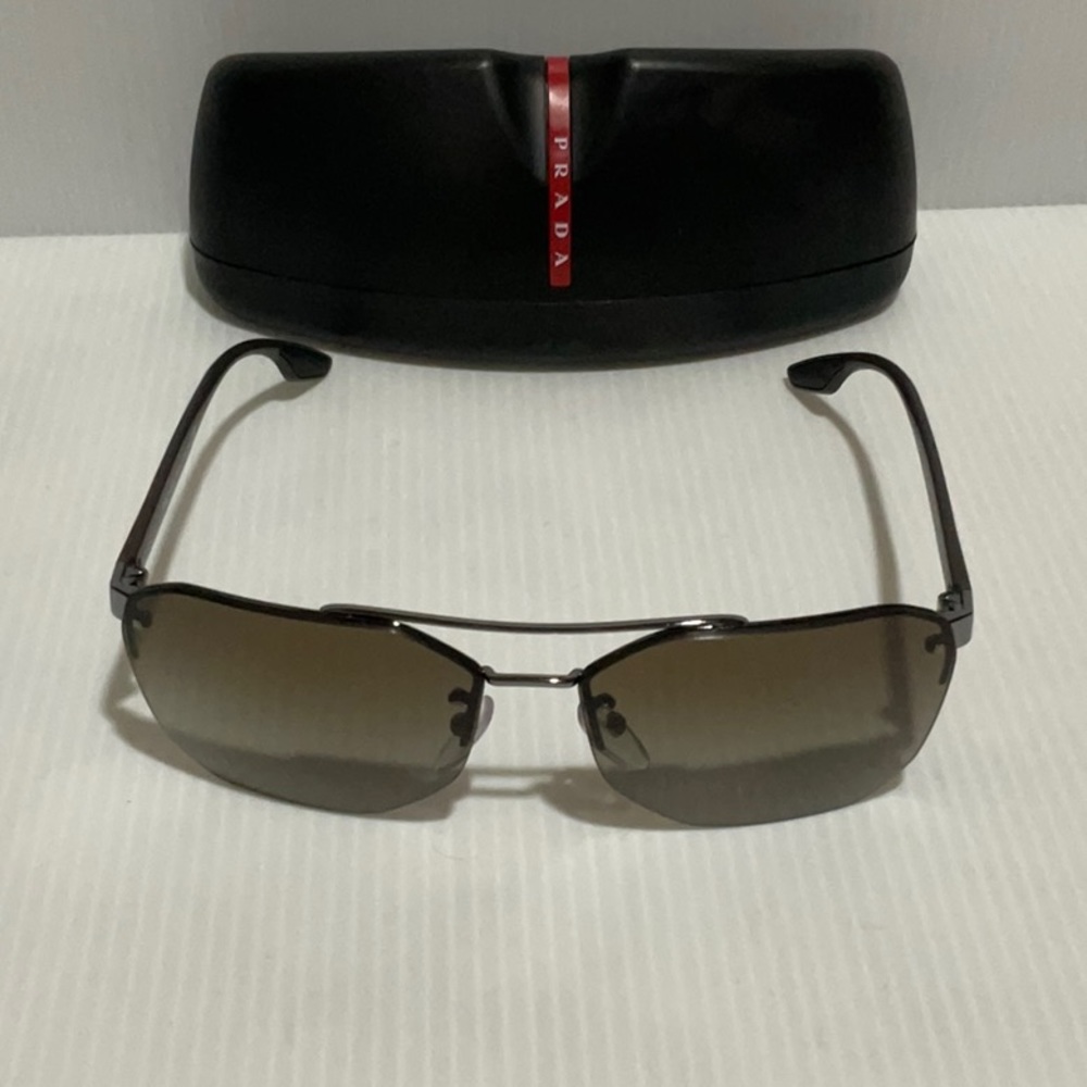 Prada men sunglasses sips 54v square brown lenses gunmetal frame made in Italy
